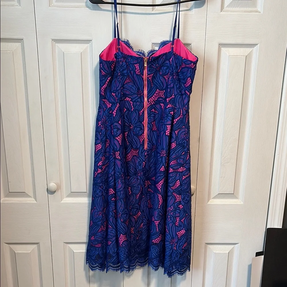 NWT Lilly Pulitzer Camella Dress Royal Purple Two Tone Orchid Lace Dress Size 10 - Picture 3 of 6